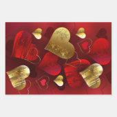 Feuille De Papier Cadeau Valentines dorées et rouges (Devant 2)