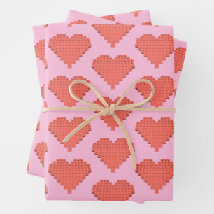 Feuille De Papier Cadeau Valentines forme coeur rose