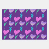 Feuille De Papier Cadeau Valentines modernes à motifs cardiaques (Devant 3)