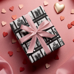 Feuille De Papier Cadeau Valentines modernes en noir et blanc   Ajouter sa 