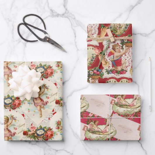 Feuille De Papier Cadeau Valentines victoriennes vintages (Recto)