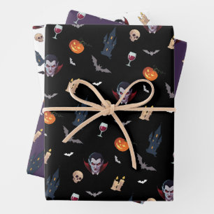 Feuille De Papier Cadeau 🧛 ♂️ vampire gothique Halloween Black Wrap 🎁