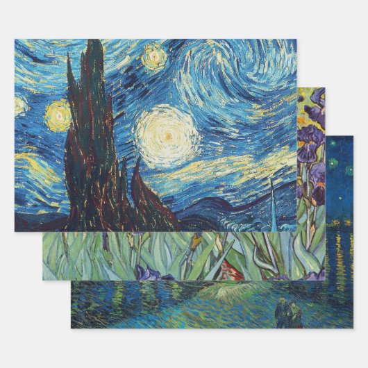 Feuille De Papier Cadeau Van Gogh Starry Classic Nuit Impressionnisme Art (Lot)