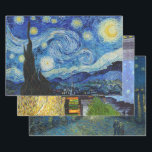 FEUILLE DE PAPIER CADEAU VAN GOGH STARRY NIGHES HEAVY WEIE DECOUPAGE<br><div class="desc">Les trois célèbres images de Van Gogh qui représentent son tristement célèbre style impressionniste de nuit étoilée bleue.IMPORTANT : Ces documents de découpage sont assez épais pour être utilisés comme des imprimés d'affiches d'art abordables autonomes, mais sont limités à une seule taille à 19x29 pouces. Pour les artistes de découpage, notez...</div>