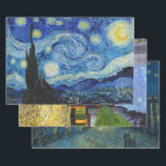 FEUILLE DE PAPIER CADEAU VAN GOGH STARRY NIGHES HEAVY WEIE DECOUPAGE<br><div class="desc">Les trois célèbres images de Van Gogh qui représentent son tristement célèbre style impressionniste de nuit étoilée bleue.IMPORTANT : Ces documents de découpage sont assez épais pour être utilisés comme des imprimés d'affiches d'art abordables autonomes, mais sont limités à une seule taille à 19x29 pouces. Pour les artistes de découpage, notez...</div>