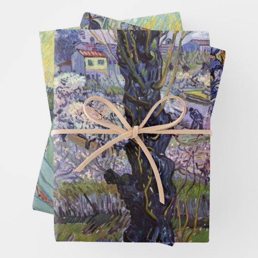 Feuille De Papier Cadeau Van Gogh Vue Arles Jardin Fleuri (En situation)