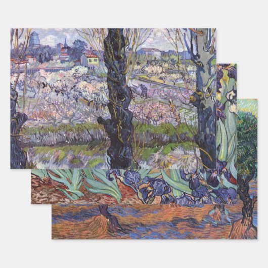 Feuille De Papier Cadeau Van Gogh Vue Arles Jardin Fleuri (Lot)