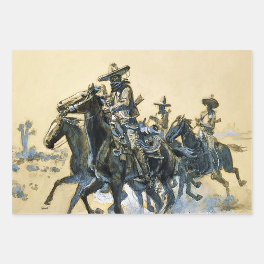 Feuille De Papier Cadeau "Vaqueros" Art occidental de Charles M Russell (Devant 2)