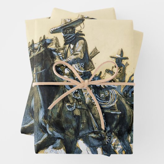 Feuille De Papier Cadeau "Vaqueros" Art occidental de Charles M Russell (En situation)