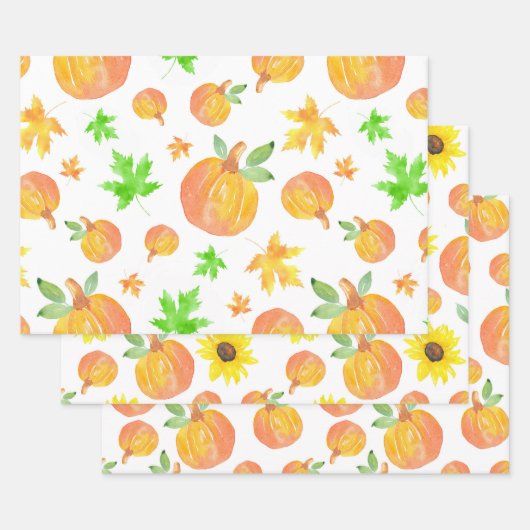 Feuille De Papier Cadeau Variété Citrouille Motifs (Lot)