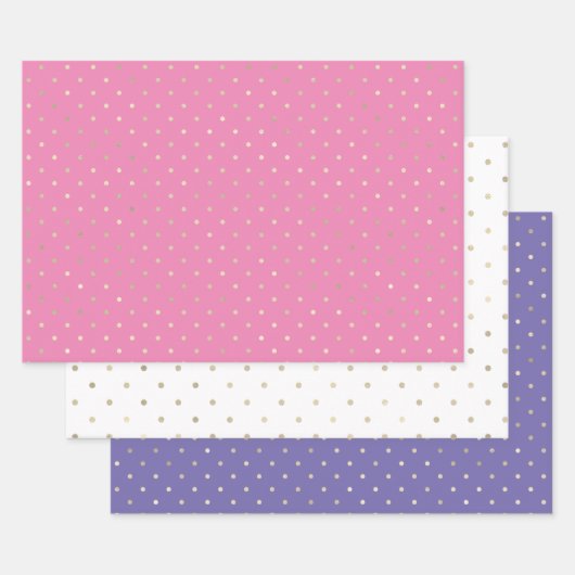 Feuille De Papier Cadeau Variété de points roses Girly (Lot)