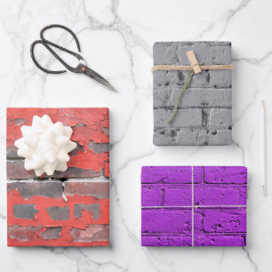 Feuille De Papier Cadeau Variété murale en briques peintes