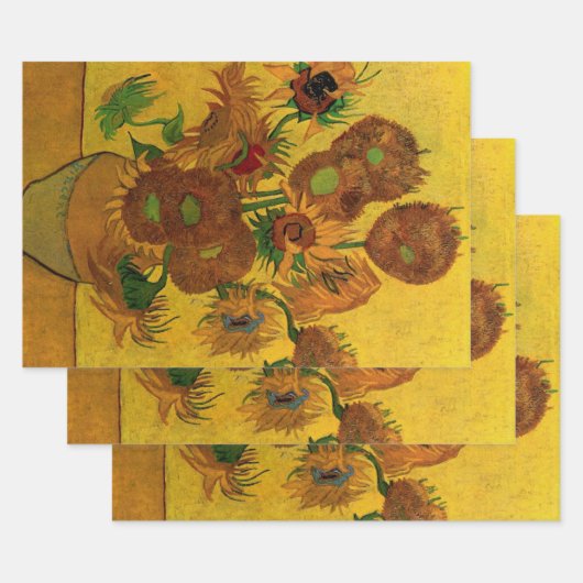 Feuille De Papier Cadeau Vase avec 15 tournesols Vincent van Gogh (Lot)