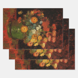 Feuille De Papier Cadeau Vase de fleurs avec des Zinnias par Vincent van Go