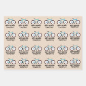 Feuille De Papier Cadeau Vélo Conception Vélo Anniversaire Nom personnalisé (Devant)