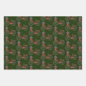 Feuille De Papier Cadeau Vélo Noël rouge et vert   (Devant)