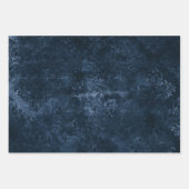 Feuille De Papier Cadeau Velvety Navy Damask | Bleu foncé Grunge Baroque (Devant 2)