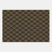 Feuille De Papier Cadeau Ventilateur Art déco noir et or Motif (Devant 2)