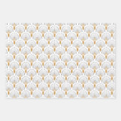 Feuille De Papier Cadeau Ventilateur blanc, or et noir Art déco Motif (Devant 3)