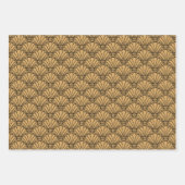 Feuille De Papier Cadeau Ventilateur or et noir Art déco Fleurs Motif (Devant 3)