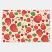 Feuille De Papier Cadeau Verger rouge rétro Motif plat (Devant)