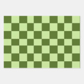 Feuille De Papier Cadeau Vérificateurs vert foncé et vert clair (Devant)