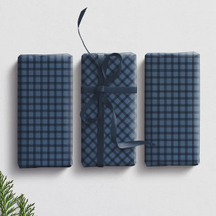 Feuille De Papier Cadeau Vérifications bleues simple plaid pré coordonnant