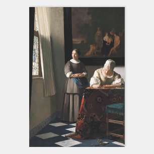 Feuille De Papier Cadeau Vermeer - Lady Écrire une lettre avec sa bonne