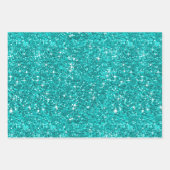 Feuille De Papier Cadeau Verre de Parties scintillant fractale Turquoise (Devant 3)