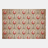 Feuille De Papier Cadeau Verre rouge rustique Script 60e anniversaire cadea (Devant 2)