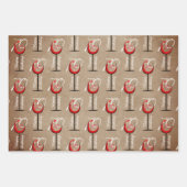 Feuille De Papier Cadeau Verre rouge rustique Script 70e anniversaire Cadea (Devant 3)