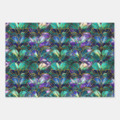 Feuille De Papier Cadeau Verre turquoise, violet et or peacock (Devant 2)