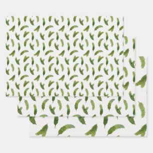 Feuille De Papier Cadeau Vert Aquarelle Pine Branches Arbre Noël
