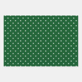 Feuille De Papier Cadeau Vert Blanc Pois Étoiles Plaid Holiday (Devant)