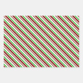 Feuille De Papier Cadeau Vert, Blanc, Rouge Lignes à thème Noël Motif (Devant 2)