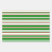 Feuille De Papier Cadeau Vert, Blanc, Rouge Lignes à thème Noël Motif (Devant)