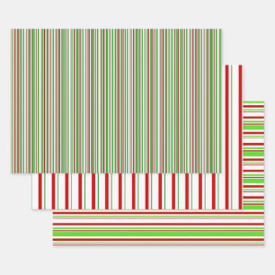 Feuille De Papier Cadeau Vert, Blanc, Rouge Lignes Thématiques de Noël de c
