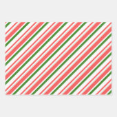 Feuille De Papier Cadeau Vert, Blanc, Rouge Lignes Thématiques de Noël de c (Devant)
