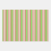 Feuille De Papier Cadeau Vert, Blanc, Rouge Lignes Thématiques de Noël de c (Devant)