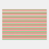 Feuille De Papier Cadeau Vert, Blanc, Rouge Lignes Thématiques de Noël de c (Devant)