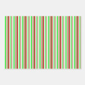 Feuille De Papier Cadeau Vert, Blanc, Rouge Style de Noël rayures (Devant 2)