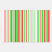 Feuille De Papier Cadeau Vert, Blanc, Rouge Style de Noël rayures (Devant)