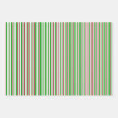 Feuille De Papier Cadeau Vert, Blanc, Rouge Style de Noël rayures (Devant 2)