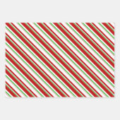 Feuille De Papier Cadeau Vert, Blanc, Rouge Style de Noël rayures (Devant)