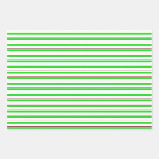 Feuille De Papier Cadeau Vert, Blanc, Rouge Style de Noël rayures (Devant 3)