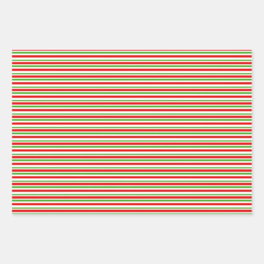 Feuille De Papier Cadeau Vert, Blanc, Rouge Style de Noël rayures (Devant)