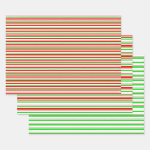 Feuille De Papier Cadeau Vert, Blanc, Rouge Style de Noël rayures