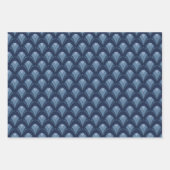 FEUILLE DE PAPIER CADEAU VERT BLEU ROSE GRAS ART DÉCO MOTIF (Devant 3)