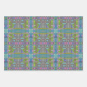 Feuille De Papier Cadeau Vert bleu violet géométrique (Devant 3)