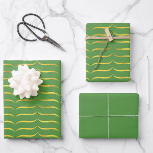 Feuille De Papier Cadeau Vert clair et or